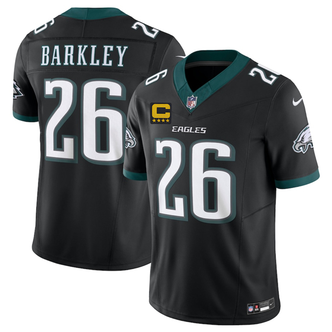 Men's Black Philadelphia Eagles #26 Saquon Barkley 2025 F.U.S.E. With 4-Star C Patch Vapor Untouchable Limited Throwback Stitched Football Jersey